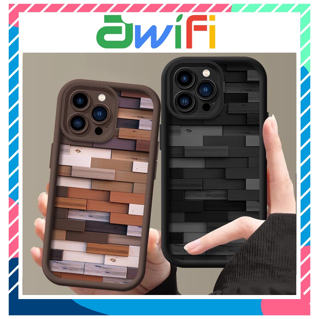 Ốp lưng iphone camera viền cao họa tiết gạch 6/6s/6plus/7/8/plus/x/xs/11/12/13/14/15/pro/max/plus/promax - Awifi U2-11