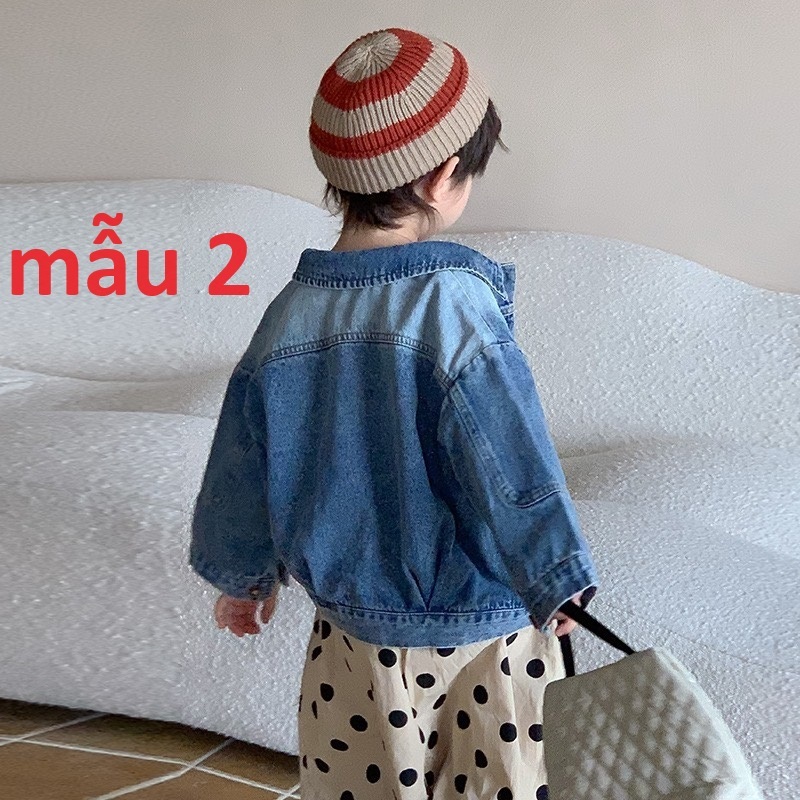 Áo Khoác Jeans Bé Trai Gái, Chất Jeans Dày Dặn Đứng Form, Hàng Quảng Châu Cao Cấp, Style Hàn Quốc Cho Bé 12kg - 28kg
