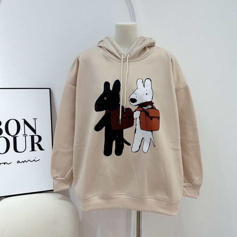 Áo nỉ hoodie hình 2 chú chó