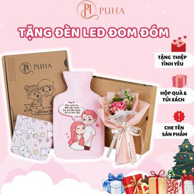 Hộp quà tặng sinh nhật người yêu, combo túi chườm bụng kinh Puha 3 món ý nghĩa