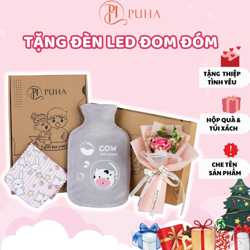 Set quà tặng giáng sinh , noel cho bạn gái PUHA, combo 3 món có túi chườm nóng hỗ trợ giảm đau bụng kinh