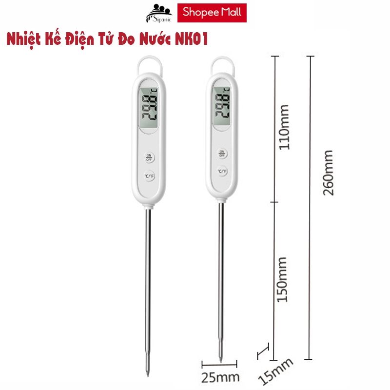 Nhiệt kế điện tử đa năng, Sipanic đo nước pha sữa, thực phẩm, nước tắm an toàn cho bé