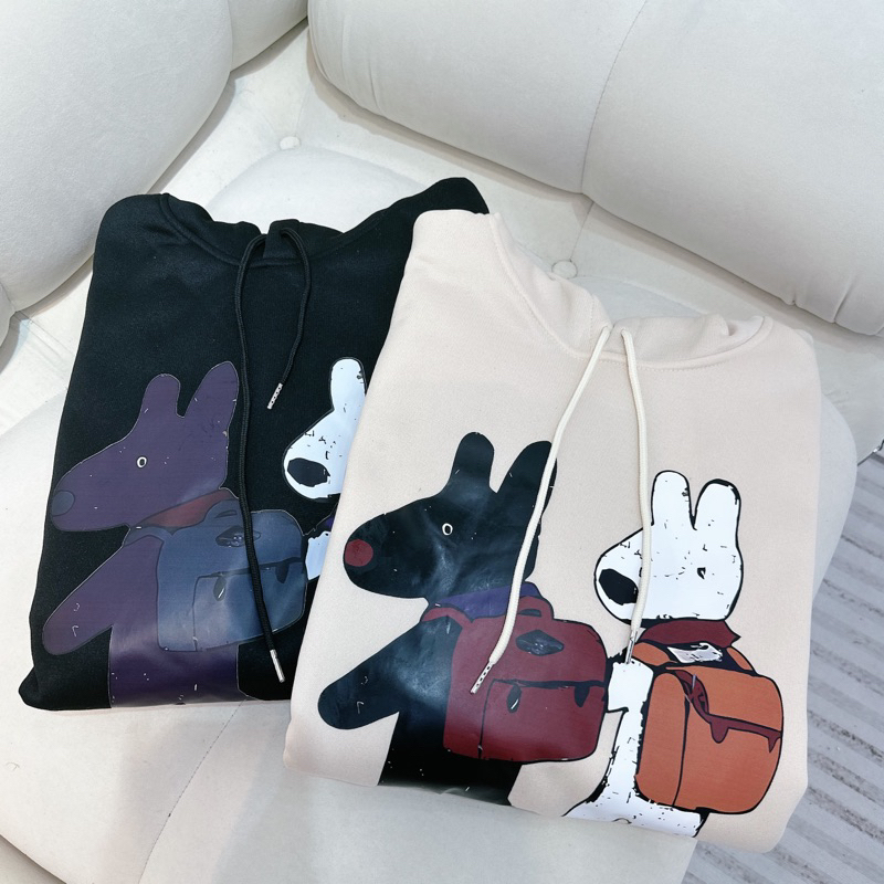 Áo nỉ hoodie hình 2 chú chó