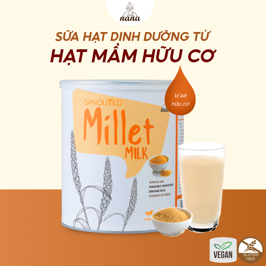 Sữa Hạt Từ Gạo Lứt Hữu Cơ Nảy Mầm Millet Vị Gạo Tự Nhiên Cho Trẻ Từ 6-10 Tuổi Phát Triển Não Bộ Tập Trung Ghi Nhớ