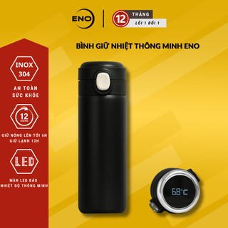 Bình giữ nhiệt inox 304 nắp bật uống trực tiếp 420ml bình nước giữ nhiệt 12h thông minh màn led báo nhiệt độ eno