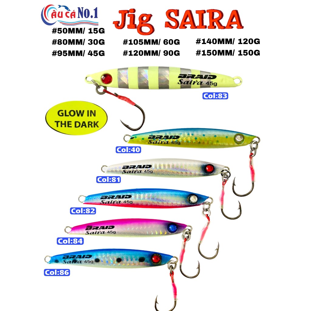 MỒI CÂU MICRO-JIG CÂU CÁ SAIRA 80MM/30G/ MÀU 83
