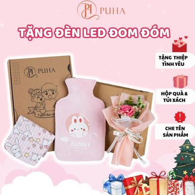 Set túi chườm nóng giảm đau bụng kinh Puha 1000ml và hoa hồng tặng bạn gái dịp giáng sinh