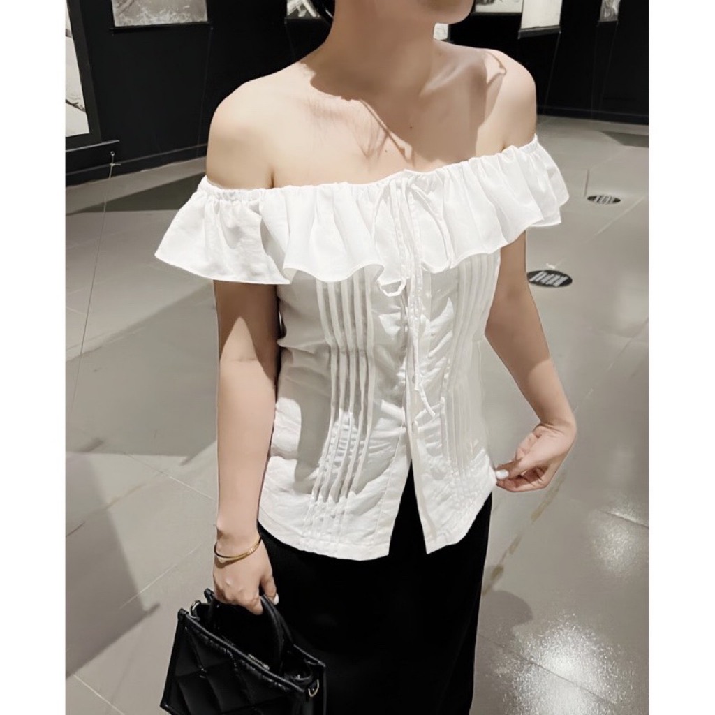 Áo Trễ Vai Linen Trắng - Lulita Top