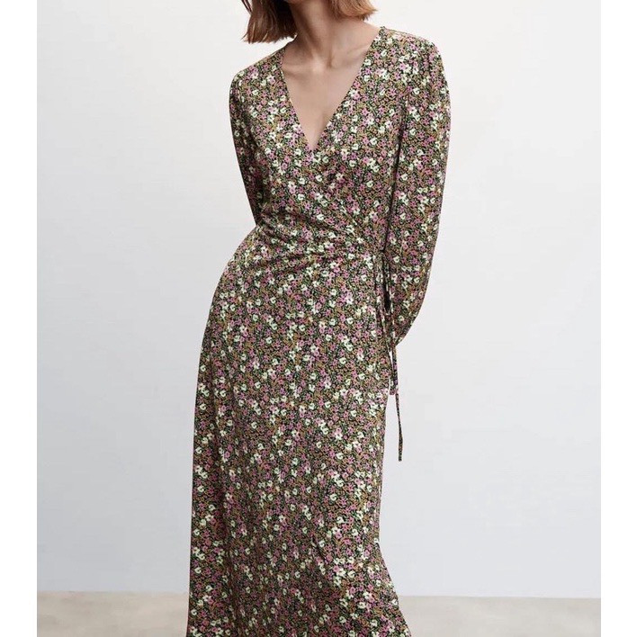 Đầm MIDI drap MNG xuất dư xịn hoa nhí