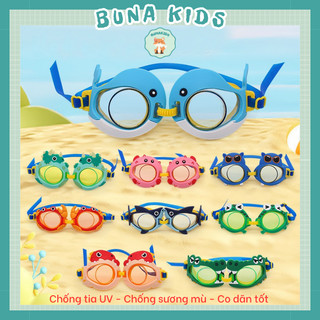 Kính bơi cho bé từ 3-10 tuổi chống tia UV chống sương mù, kính bơi hình thú nhiều màu lựa chọn Bunakids DB07