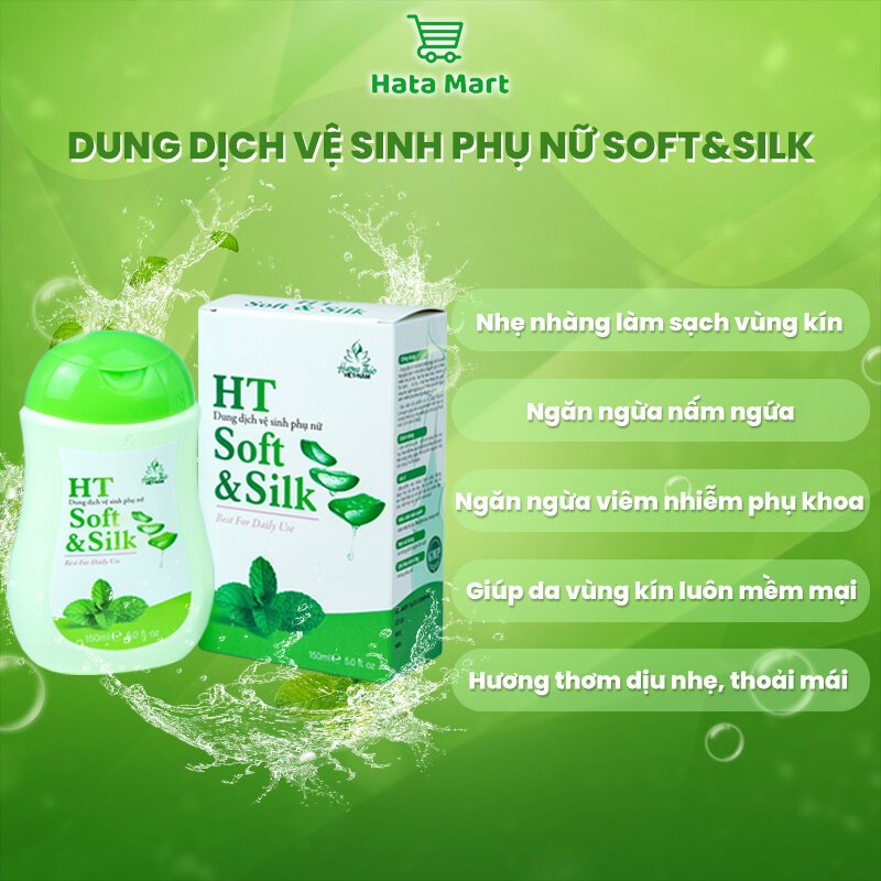 Dung dịch vệ sinh phụ nữ cao cấp HATA Soft & Silk hương bạc hà dịu nhẹ 150gr
