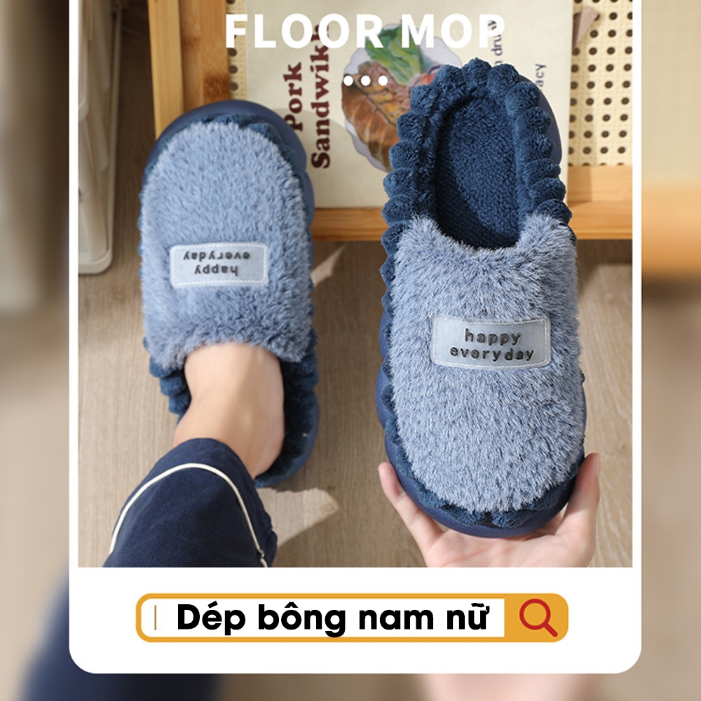 Dép bông nam, nữ đi trong nhà lót lông mềm mượt siêu ấm, dép sục 3 màu mới nhất chất liệu TPR sang trọng.