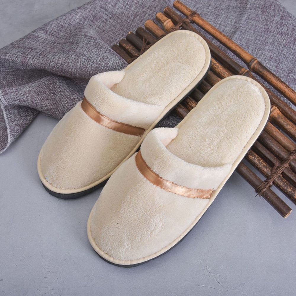 Dép bông đi trong nhà, phòng khách, khách sạn spa, dép đi trong nhà chất liệu nhung san hô mềm mại freesize