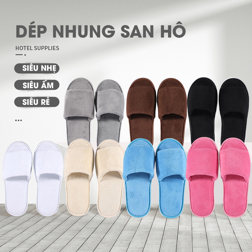 Dép bông đi trong nhà, phòng khách, khách sạn spa, dép đi trong nhà chất liệu nhung san hô mềm mại freesize