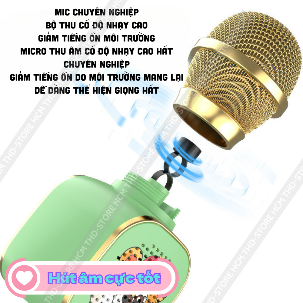 Micro karaoke bluetooth X9 đèn led hình thỏ cute đáng yêu,micro không dây âm thanh trầm ấm nghe hát giọng rất  redminsho