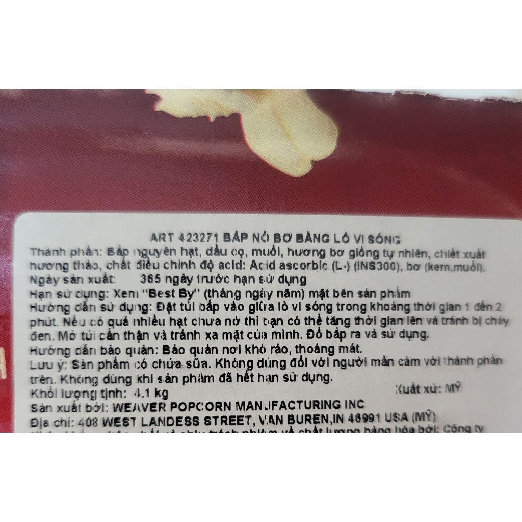 BẮP NỔ BƠ   Microwave Popcorn Movie Theater Butter