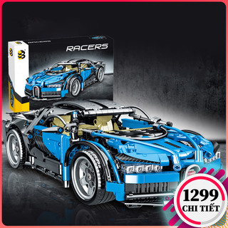 Mô hình lắp ráp Xe Đua Bugatti Chiron, Đồ chơi lắp ráp siêu xe ô tô thể thao cho trẻ.