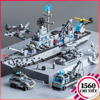 Mô hình lắp ráp Tàu Chiến Hạm khổng lồ 1560 Chi Tiết, đồ chơi lắp ráp Tàu Chiến, Máy Bay bảo vệ bờ biển.