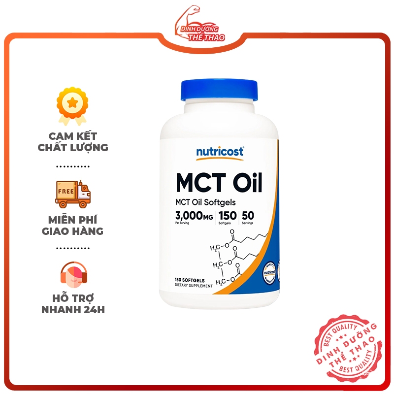 NUTRICOST MCT OIL 3000MG 150 VIÊN GEL Hỗ Trợ Quá Trình Tiêu Hóa Và Trao Đổi Chất, Cung Cấp Năng Lượng