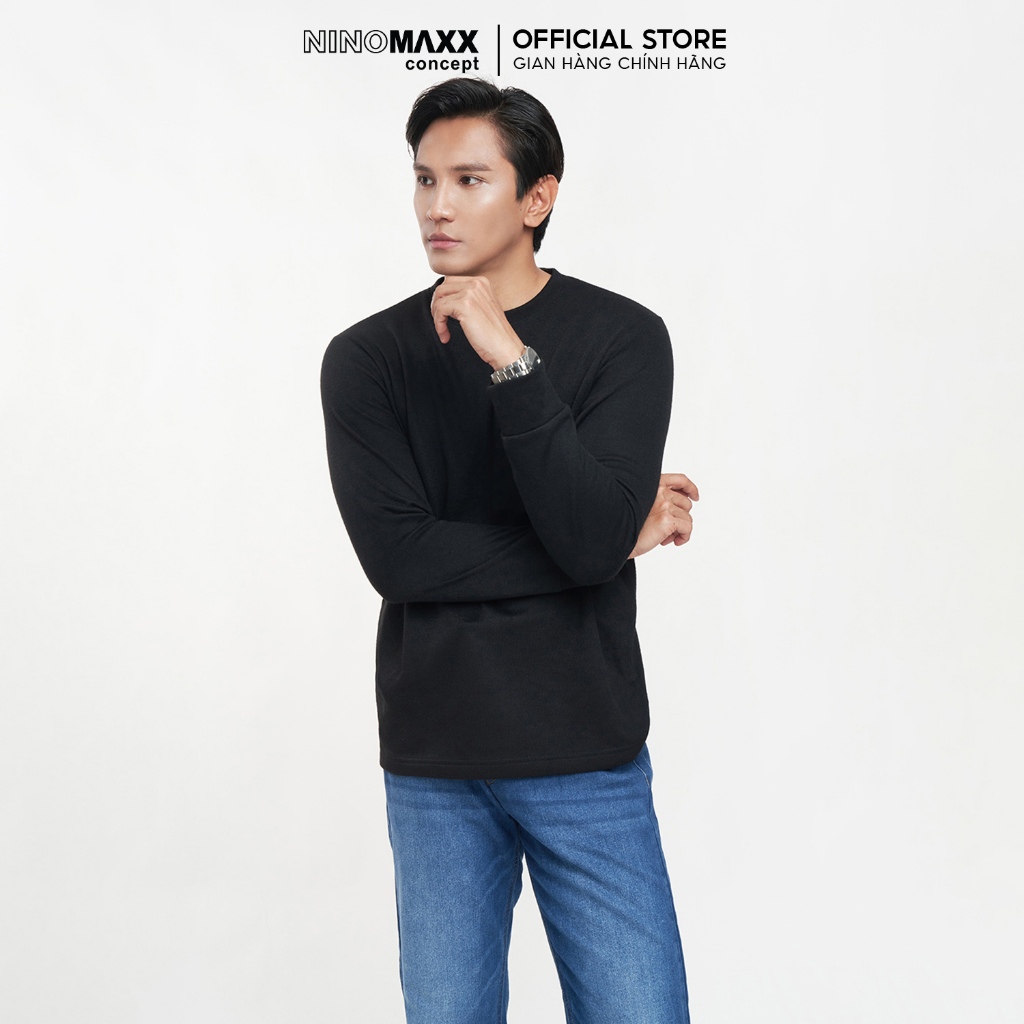 NINOMAXX Áo Sweater tay tay dài cổ tròn cotton kiểu dáng trẻ trung 2303017