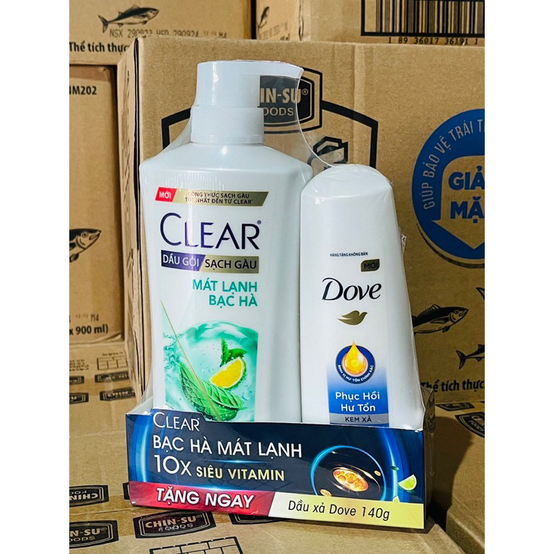 Dầu Gội Sạch Gàu Clear Mát lạnh Bạc Hà 630g