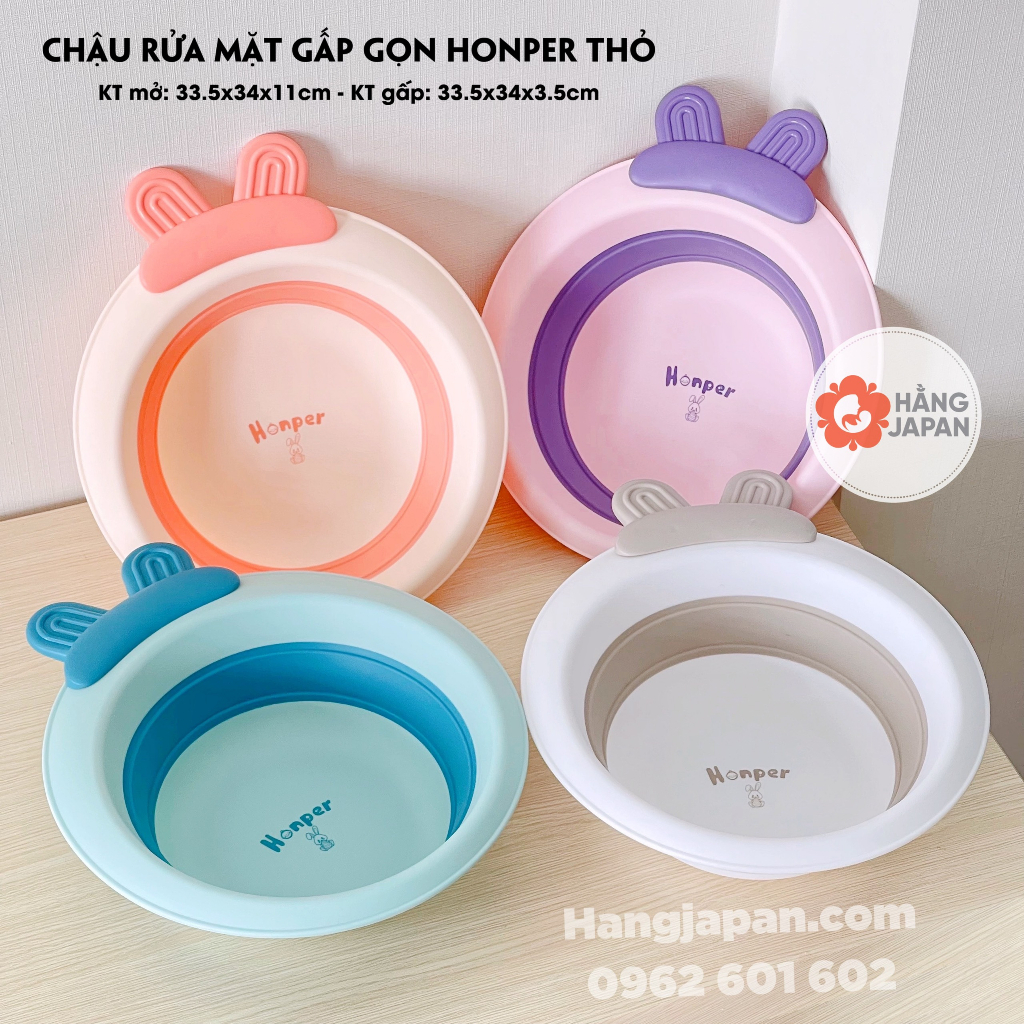 Chậu Rửa Mặt Gấp Gọn Honper Tai Thỏ Cao Cấp Cho Bé Chính Hãng