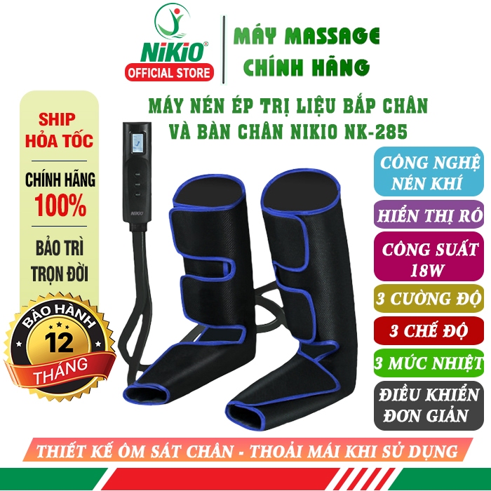 Máy Massage Chân Áp Suất Khí 2in1 Nhật Bản Nikio NK-285 - Hỗ trợ điều trị suy giãn tĩnh mạch