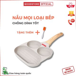 [Loại xịn] Chảo chống dính ba ngăn Goodstore nấu bếp từ và bếp gas, Chảo đá chiên trứng