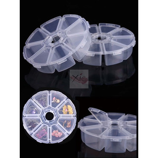 HỘP ĐỰNG MI FAN - ĐÁ  -Hộp nhựa tròn 8 ô đựng đá, charm, phụ kiện nail trang trí 💐💖