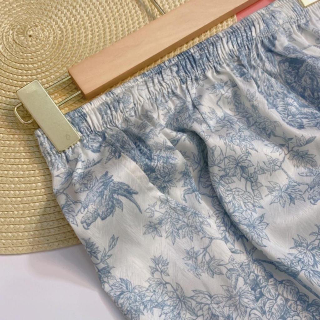 Bộ đồ ngủ Pijama nữ Lụa xước quần dài tay dài thoáng mát T.O official store mv180