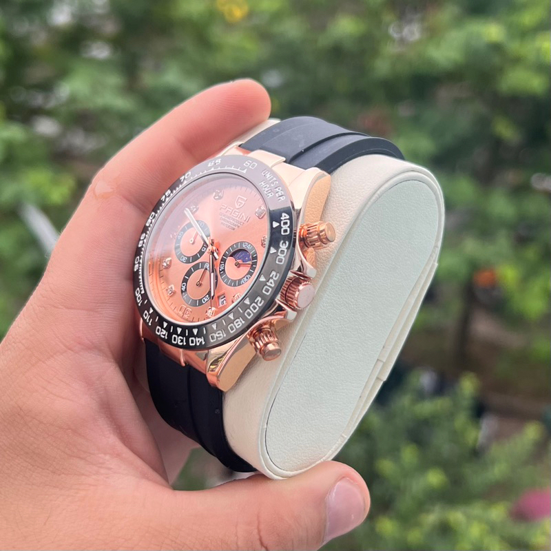 Đồng Hồ Nam Pagini 6 Kim - Dây Cao Su - Mặt Size 40mm, Chống Nước 3atm, Chống Trầy Xước