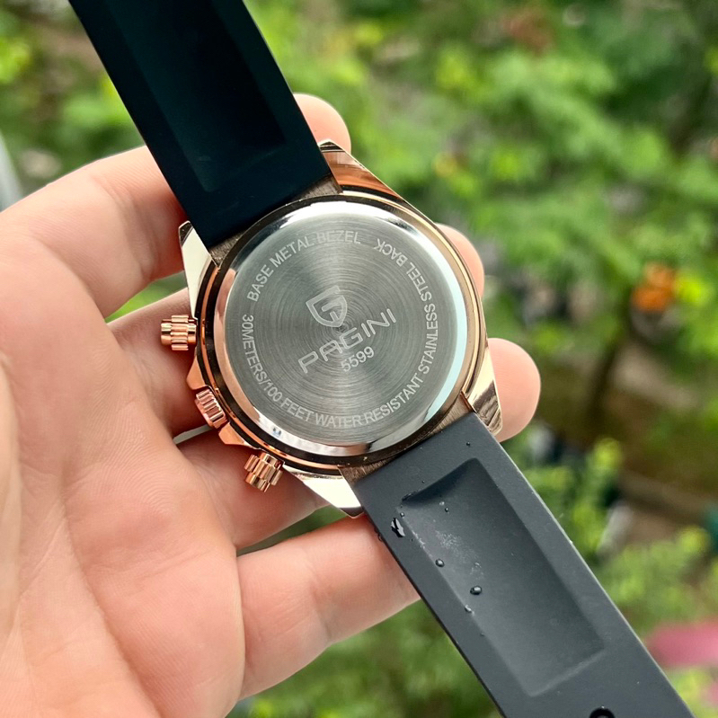 Đồng Hồ Nam Pagini 6 Kim - Dây Cao Su - Mặt Size 40mm, Chống Nước 3atm, Chống Trầy Xước