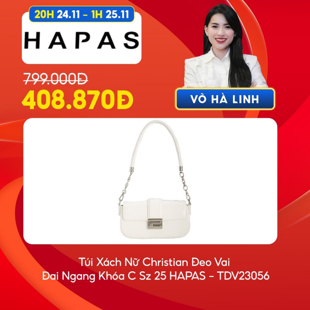 [Chỉ còn 408,9K sau khi áp voucher] Túi Xách Nữ Đai Ngang Khóa C Sz 21 HAPAS - TDV23056