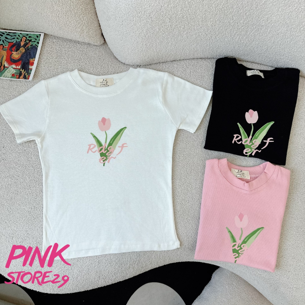 Áo thun Baby Tee PINKSTORE29 in hình đơn giản Rdgfer Tulip A5931