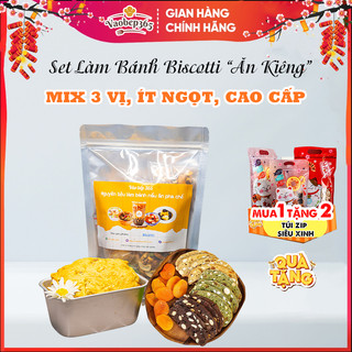 Set làm bánh Biscotti mix 3 vị ăn kiêng, Biscotti không đường đủ 3 vị 600g - Vaobep365