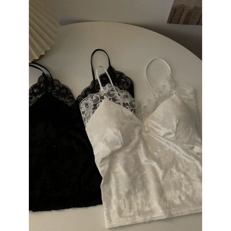 Áo bra nhung 2 dây viền ren chất đẹp