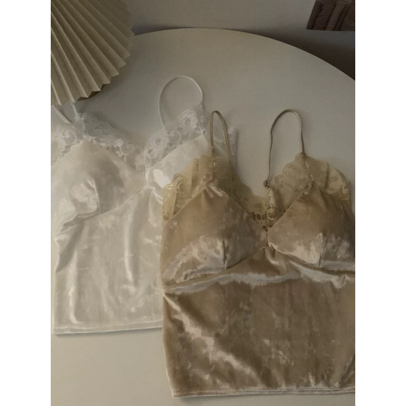Áo bra nhung 2 dây viền ren chất đẹp
