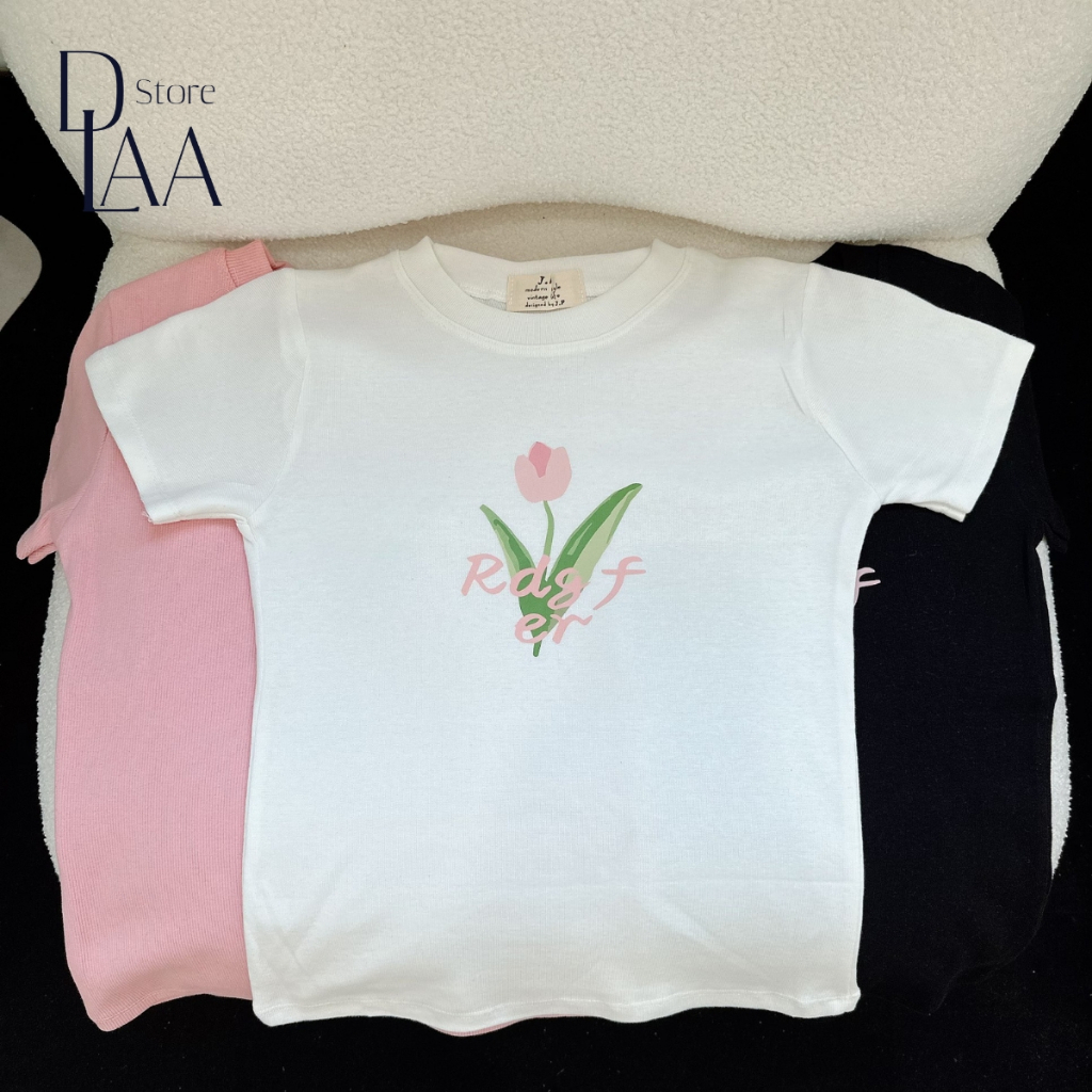 Áo thun form Baby Tee DaaLaa Store in hình hoa Tulip Rdgfer A5931