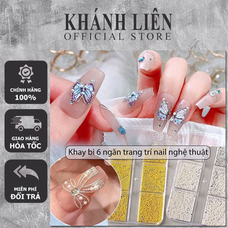 Bi sắt mini size nhỏ làm nail- Khay bi sắt mix 6 ô mini - khay phụ kiện 6 ô trang trí