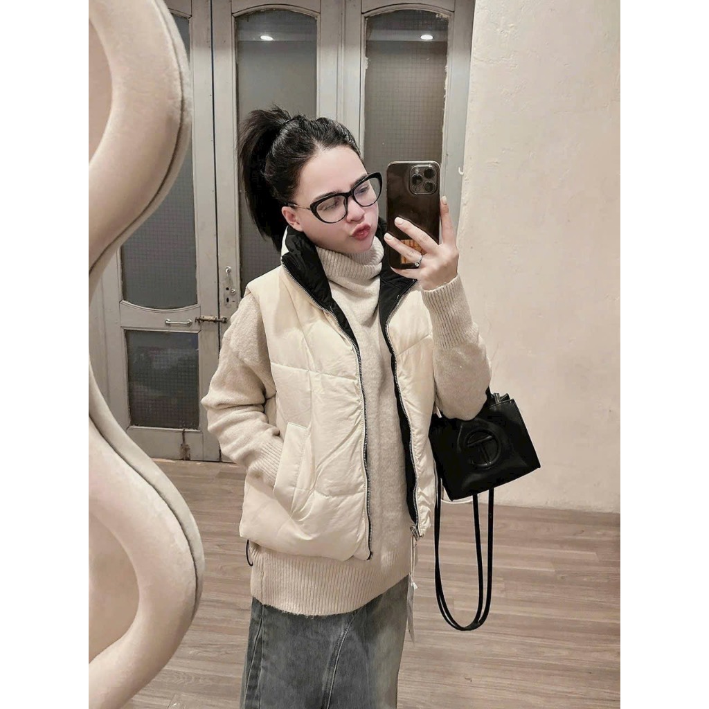 Áo phao gile  mặc 2 mặt BSK xuất dư full tag basic dễ phối năng động khóa kéo xịn đi làm đi chơi đi học siêu ấm áp