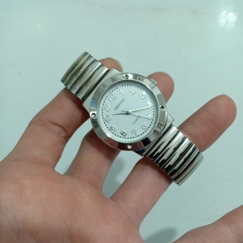 Đồng hồ si nam hiệu VITAROSO dây chun màu bạc độ mới cao 90% phù hợp nam tay vừa và nhỏ