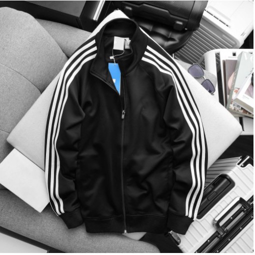   Shopee trợ giá - Áo Khoác Bomber Loại 1 Adidas Thể Thao Nam Nỉ Dày Co Giãn Áo Khoác 3 Sọc kẻ Trắng NAM NỮ 