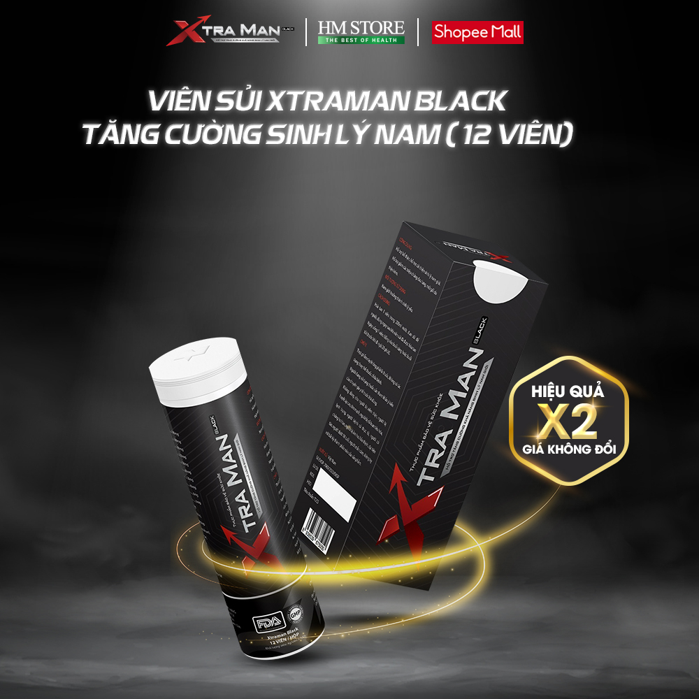 COMBO 3 [TẶNG 3] Xtraman Black - Viên sủi cải thiện sinh lý nam giới, Kéo dài thời gian quan hệ, chống xuất tinh sớm