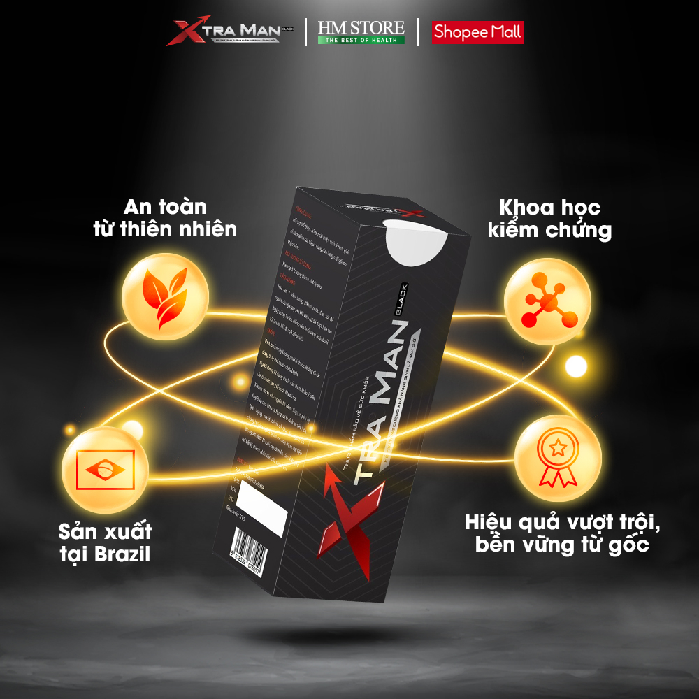 COMBO 3  Xtraman Black - Viên sủi cải thiện sinh lý nam giới, Kéo dài thời gian quan hệ, chống xuất tinh sớm