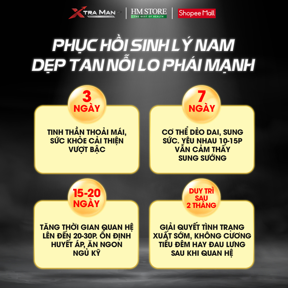 [COMBO 5 TẶNG 3]  Xtraman Black - Viên sủi cải thiện sinh lý nam giới, Kéo dài thời gian quan hệ, chống xuất tinh sớm