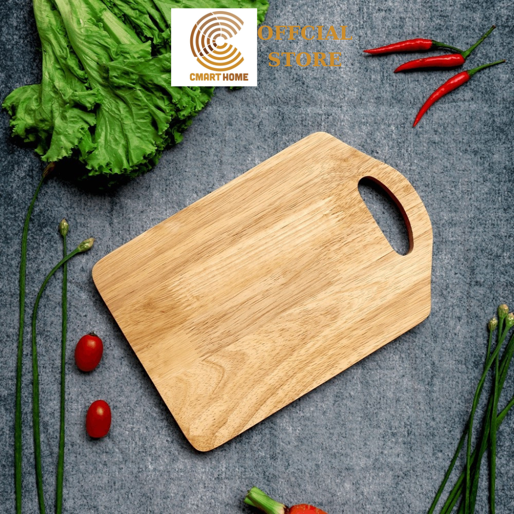Thớt Gỗ Chữ Nhật Tò Vò Cmart Home, Chất Liệu Gỗ Cao Su Màu Gỗ Tự Nhiên, Thớt Gỗ Chắc Chắn - KT 24x15.5x1.8 cm