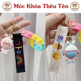 Móc khóa thêu tên theo yêu cầu, Name tag thêu tên chống thất lạc, Kèm icon dễ thương