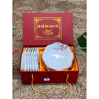 Bộ bát đĩa hoa mặt trời bát tràng kèm hộp