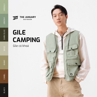 Áo gile túi hộp khoá kéo nam nữ TJO áo khoác kaki vintage khoét tay đứng form 6 màu trung tính GILE CAMPING TJOH11