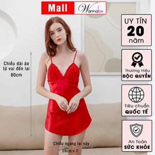 Đầm ngủ WANNABE DNS19 váy ngủ hai dây cúp ngực phối ren lưng 2 dây nhẹ nhàng tôn lên vẻ đẹp vai thon